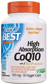 Koenzym Q10 100 MG og Piperin Bioperin veganske 30 kapsler DOCTOR'S BEST
